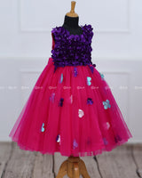 Pink and Purple Flower Petals frock