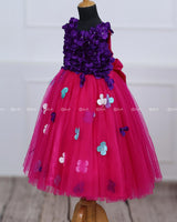 Pink and Purple Flower Petals frock