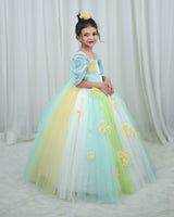 Yellow and Aqua Blue Flower Frock