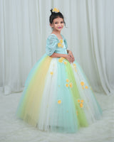 Yellow and Aqua Blue Flower Frock