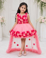 Peach Blush Flower Gown with Detachable Trail (New)