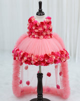 Peach Blush Flower Gown with Detachable Trail (New)