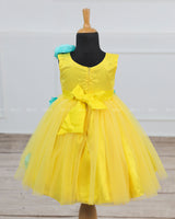 Yellow and Aqua Blue Big Flower Frock