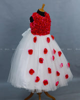 Ivory Flower Frock With Pink and Orange Flowers