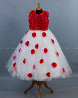 Ivory Flower Frock With Pink and Orange Flowers