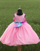 Baby Pink Frock with Multi Color Petals