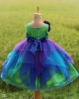 Asymmetrical Multi Peacock Flower Frock