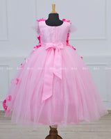 Rani Pink and Baby Pink Flower Petal Frock