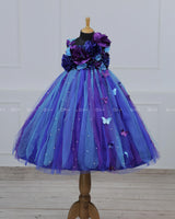 Peacock Color Shades Tutu Flower Frock