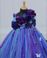 Peacock Color Shades Tutu Flower Frock