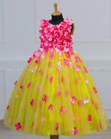 Yellow and Pink Flower Frock