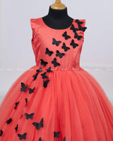 Black butterfly’s embellished on Coral Frock