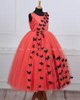 Black butterfly’s embellished on Coral Frock