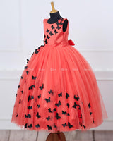 Black butterfly’s embellished on Coral Frock