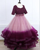Plum Purple and Onion pink Color Gradient Gown.
