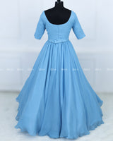 Butterfly Theme Gown in Sky Blue with Detachable Belt.