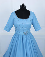 Butterfly Theme Gown in Sky Blue with Detachable Belt.