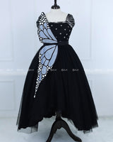 Monarch Butterfly Theme Gown in Black Color with Gray Color Detachable Wings and Belt