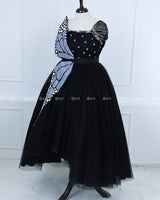 Monarch Butterfly Theme Gown in Black Color with Gray Color Detachable Wings and Belt