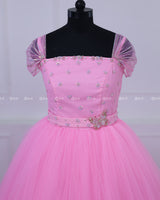 Butterfly Gown in Light Baby Pink Color with Handwork Detachable Belt