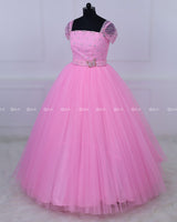 Butterfly Gown in Light Baby Pink Color with Handwork Detachable Belt
