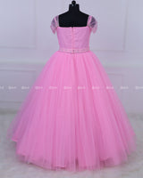 Butterfly Gown in Light Baby Pink Color with Handwork Detachable Belt