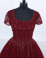 Maroon Sparkly Beaded Wedding Ball Gown