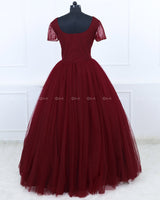 Maroon Sparkly Beaded Wedding Ball Gown