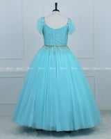 Alia Inspired Full Gown in Pale Turquoise Shade with Intricate Handworks