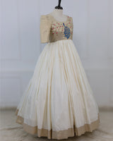 Elegant ethnic Gown adorned with Exquisite Peacock Handwork
