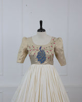 Elegant ethnic Gown adorned with Exquisite Peacock Handwork