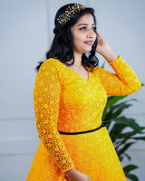 Trendy Yellow Gradient Embroidered Gown Online | Mother and Daughter Dresses Online