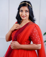 Women party wear Online | Red& Meron Gown For Women Online