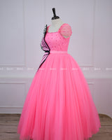 Monarch Butterfly Theme Gown in Flamingo Pink Color with Detachable Wings and Belt