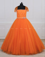 Monarch Butterfly Theme Gown in Tangerine Orange Color with Detachable Wings and Belt