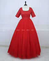 Handcrafted Red Couture Gown