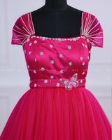 Monarch Butterfly Theme Gown in Hot Pink Color with Detachable Wings and Belt