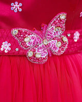 Monarch Butterfly Theme Gown in Hot Pink Color with Detachable Wings and Belt