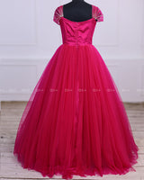 Monarch Butterfly Theme Gown in Hot Pink Color with Detachable Wings and Belt