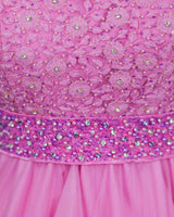 Pink and Lavender Color Gradient Gown with Detachable Belt.