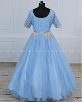 Alia Inspired Full Gown in Sky Blue Shade with Intricate Handworks