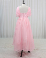 Organza Cape sleeve High & Low floral full length gown - Pink(New)