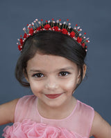 Red Floral Detail Hand Crafted Hair Bow Crown
