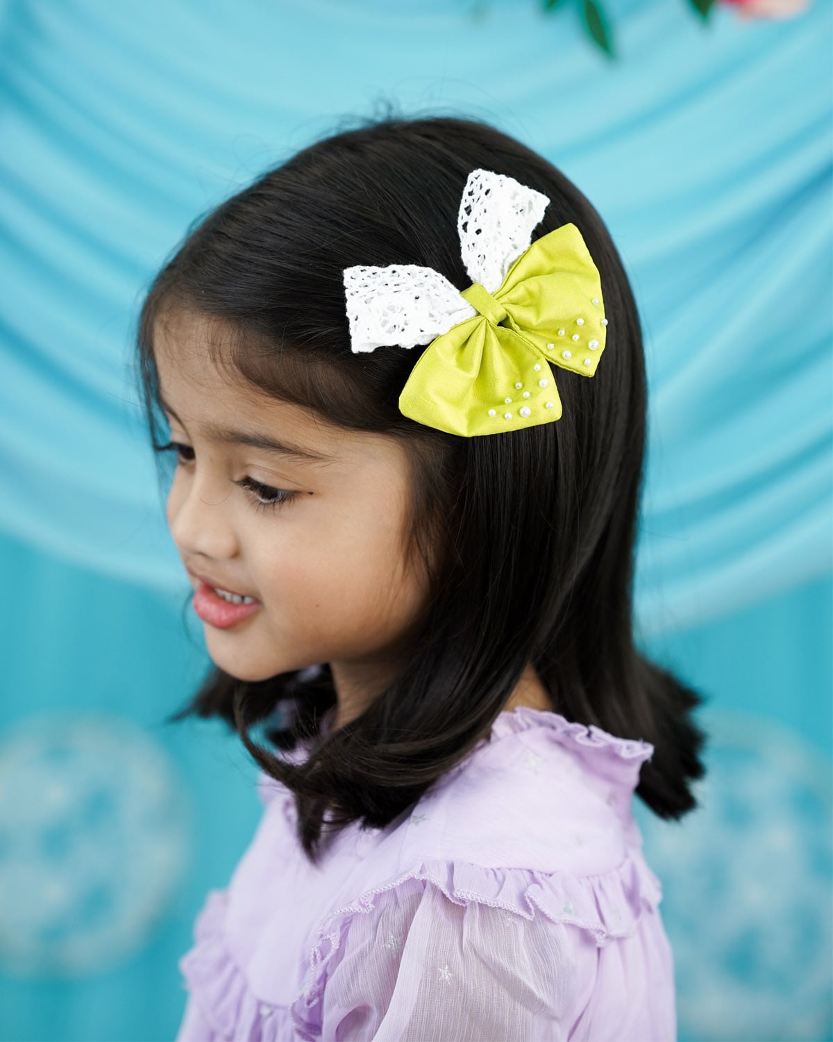 Green - Handmade Fabric Bow Hair Clip 52