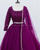 Purple Lehenga Skirt & Top with plain dupatta