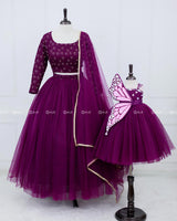 Purple Lehenga Skirt & Top with plain dupatta