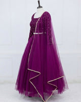 Purple Lehenga Skirt & Top with plain dupatta