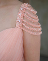 Beaded cold shoulder strap