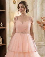 Beaded cold shoulder strap