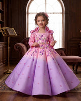 Dreamy Pink Lavender Bloom Panel Gown